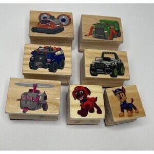 Paw Patrol Rubber Stamp Lot Of 7 Wooden Rubber Mounted Stamps Crafts